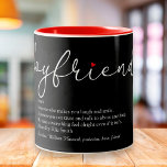 Script Boyfriend Definition Red Love Heart Two-Tone Coffee Mug<br><div class="desc">Perfect for your boyfriend to create a unique anytime gift. A perfect way to show him how amazing he is every day. Designed by Thisisnotme©</div>