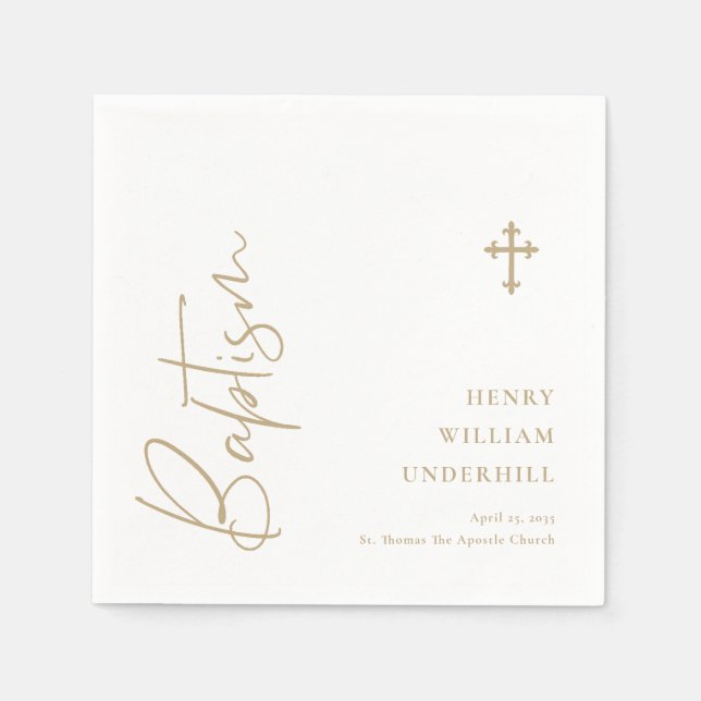 Script Boys Baptism  Napkins (Front)