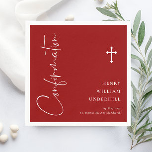 Script Boys Confirmation Napkins