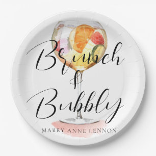 Script Bridal Brunch Cocktail Party Paper Plates