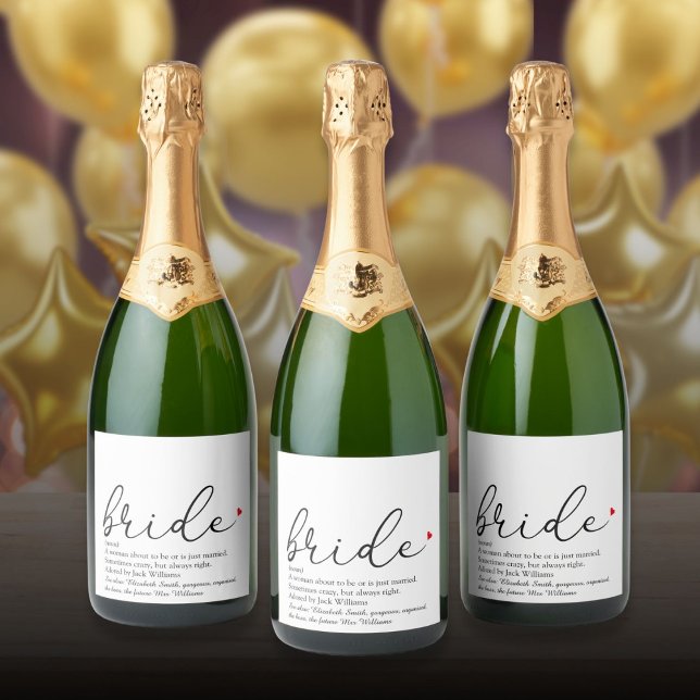 Script Bride Definition Bridal Shower Wedding Sparkling Wine Label (Script Bride Definition Bridal Shower Wedding Sparkling Wine Label)