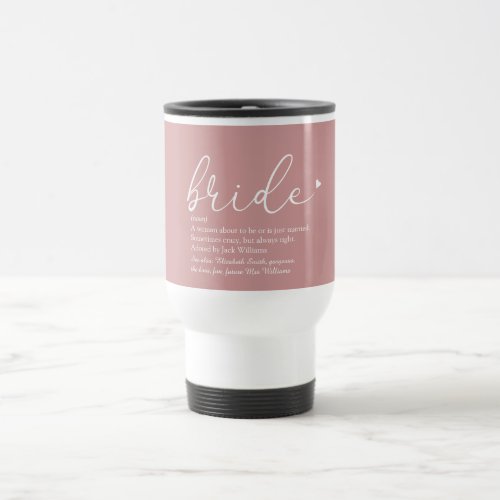 Script Bride Definition Bridal Shower Wedding Travel Mug