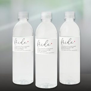 Script Bride Definition Bridal Shower Wedding Water Bottle Label
