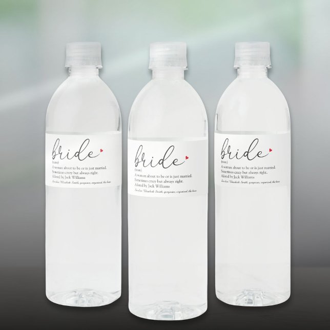 Script Bride Definition Bridal Shower Wedding Water Bottle Label (Script Bride Definition Bridal Shower Wedding Water Bottle Label)