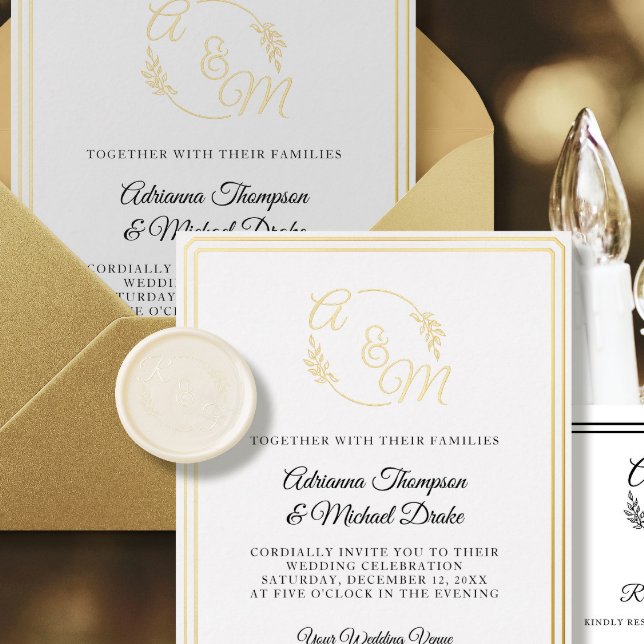 Script Bride n Groom Monogram Initial Ivory White Wax Seal Sticker (Creator Uploaded)