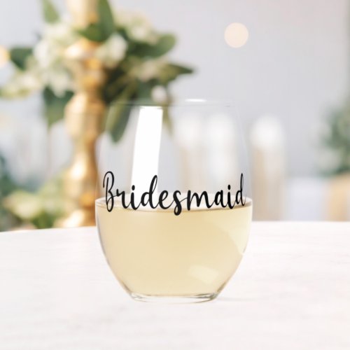 Script Bridesmaid Drinkware Set Stemless Wine Glass
