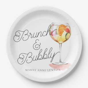 Script Brunch and Bubbly Cocktail Party Paper Plates