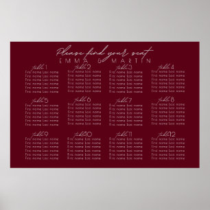Script Burgundy Wedding Seating Chart