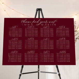 Script Burgundy Wedding Seating Chart Foam Board