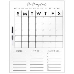 Script Calendar Planner Minimalist Monthly Weekly Dry Erase Board
