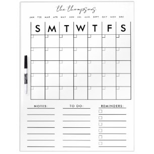 Script Calendar Planner Minimalist Monthly Weekly Dry Erase Board