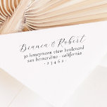 Script Caligraphy Chic Couple Names Return Address Rubber Stamp<br><div class="desc">Modern & simple couple's names return address rubber stamp for weddings, personal use, and events! This timeless and custom design features your names in a handwritten script and your return address or contact details in simple and minimalist typography. To customize these rubber stamps, click on "Personalize this template" and change...</div>