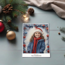Script Caligraphy Winter Happy Holiday Photo Card