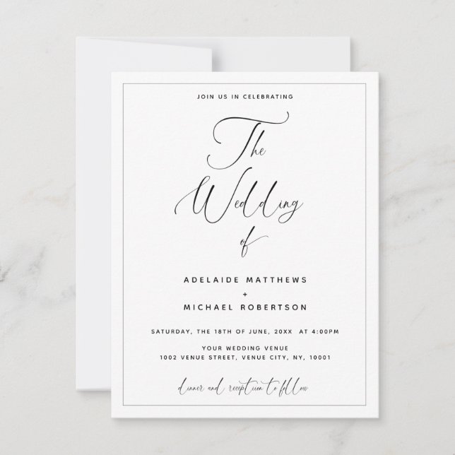 Script Calligraphy All in One Wedding Invitation (Front)