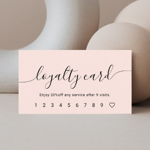 Script Calligraphy Blush Pink Loyalty Card