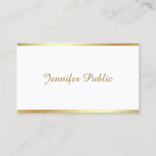 Script Calligraphy Elegant Simple Golden Plain Business Card