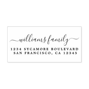 Script Calligraphy Family Name Return Address Self-inking Stamp