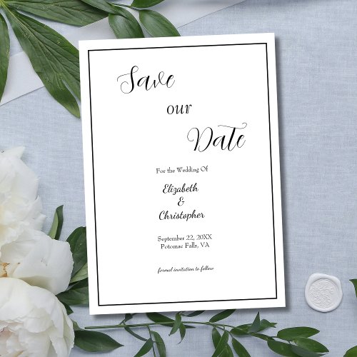 Script Calligraphy Formal Traditional  Wedding Save The Date