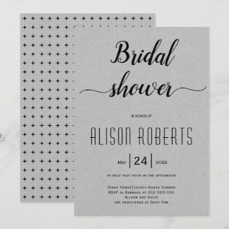 Script calligraphy gray wedding bridal shower invitation