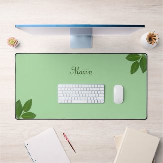 Script Calligraphy & Laurel Leaves on Lime Green