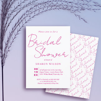 Script calligraphy magenta pink Bridal shower Invitation
