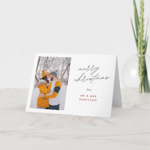 Script Calligraphy Merry Christmas Photo Holiday Card