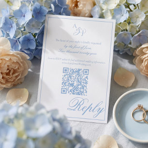 Script Calligraphy Minimal Border Wedding QR Code Letterpress RSVP Cards
