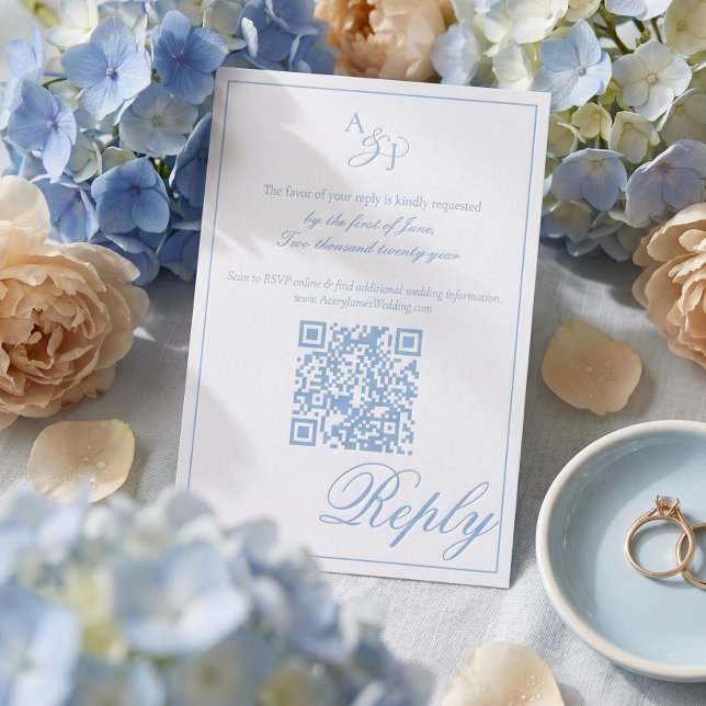 Script Calligraphy Minimal Border Wedding QR Code Letterpress RSVP Cards (Script Calligraphy Minimal Border Wedding QR Code Letterpress RSVP Cards)