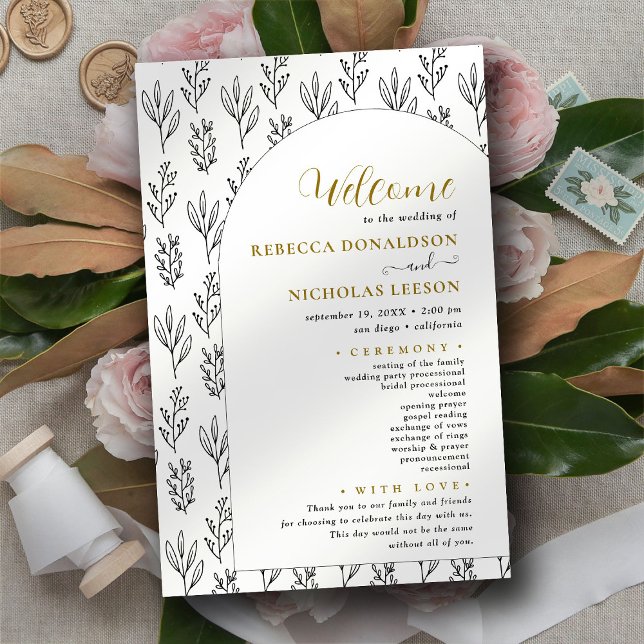 Script Calligraphy Minimal Text Wedding Program (Creator Uploaded)