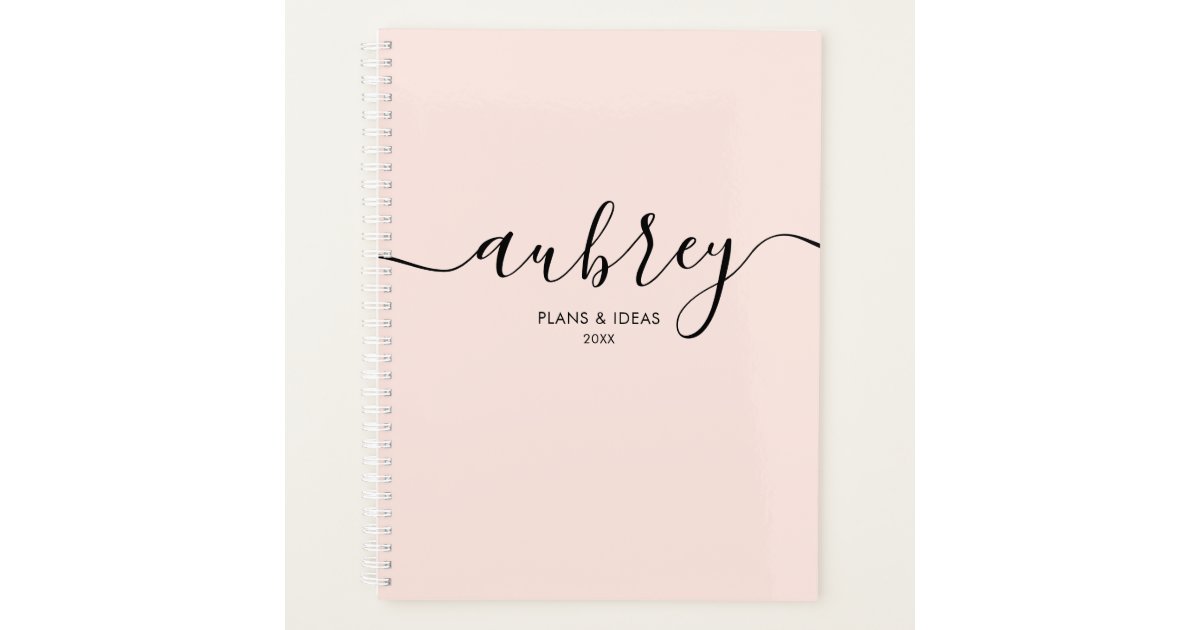 Sermon Notes Simple Minimal Blush Pink Calligraphy Notebook | Zazzle