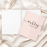 Script Calligraphy Modern Blush Pink Planner<br><div class="desc">Minimalist features name in modern handwriting font.</div>