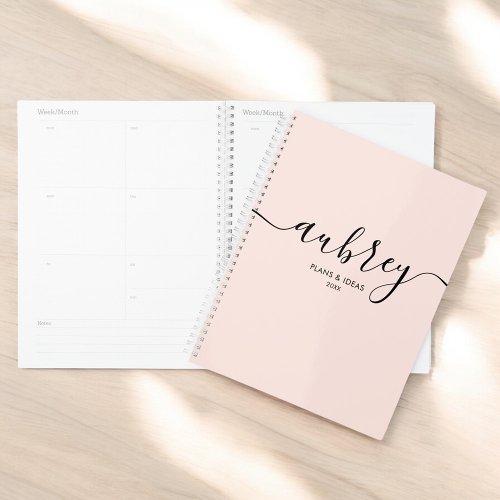 Script Calligraphy Modern Blush Pink Planner