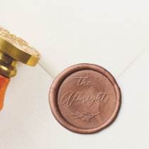 Script Calligraphy Name & Botanical Pine Custom Wax Seal Sticker