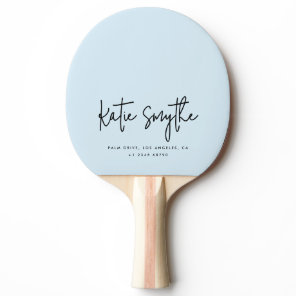 Script Calligraphy Name Minimalist Light Blue Ping Pong Paddle