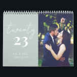Script Calligraphy Newly Wed Photo Calendar | Sage<br><div class="desc">Modern Script Calligraphy Newly Wed Photo Calendar | Sage</div>
