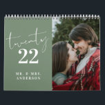 Script Calligraphy Newly Wed Photo Sage Green Calendar<br><div class="desc">Modern Script Calligraphy Newly Wed Photo Sage Green Calendar</div>