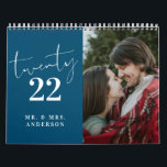Script Calligraphy Newly Wed Photo Teal Blue Calendar<br><div class="desc">Modern Script Calligraphy Newly Wed Photo Teal Blue Calendar</div>