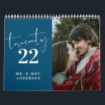Script Calligraphy Newly Wed Photo Teal Blue Calendar<br><div class="desc">Modern Script Calligraphy Newly Wed Photo Teal Blue Calendar</div>