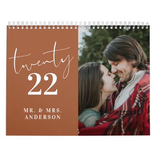 Script Calligraphy Newly Wed Photo Terracotta Calendar