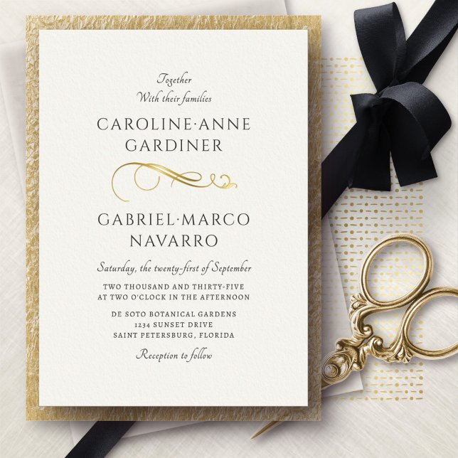 Script Calligraphy Romantic Wedding Foil Invitation (Creator Uploaded)