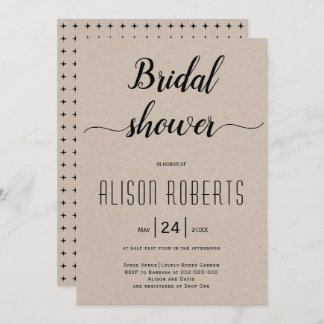 Script calligraphy rustic wedding bridal shower invitation
