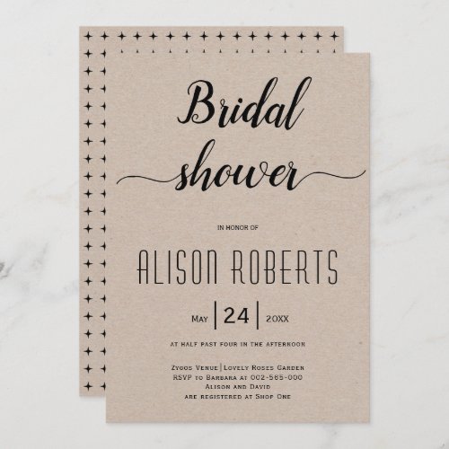Script calligraphy rustic wedding bridal shower invitation