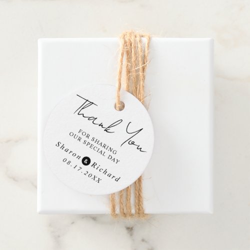 Script calligraphy Thank You wedding Favor Tags