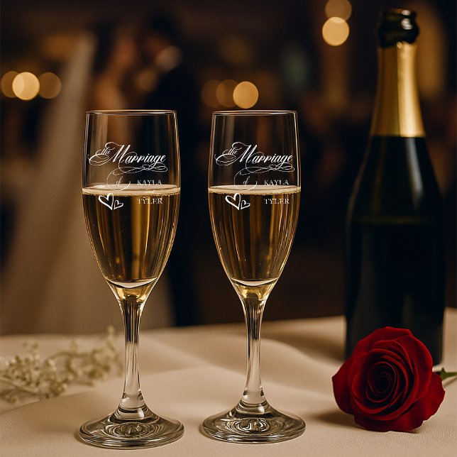 Script Calligraphy Wedding  Champagne Flute (Creator Uploaded)