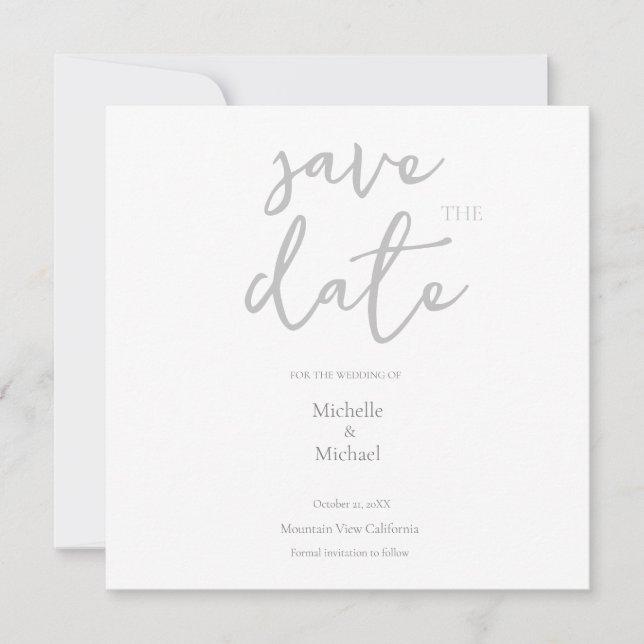 Script Calligraphy Wedding Modern Save the Date (Front)