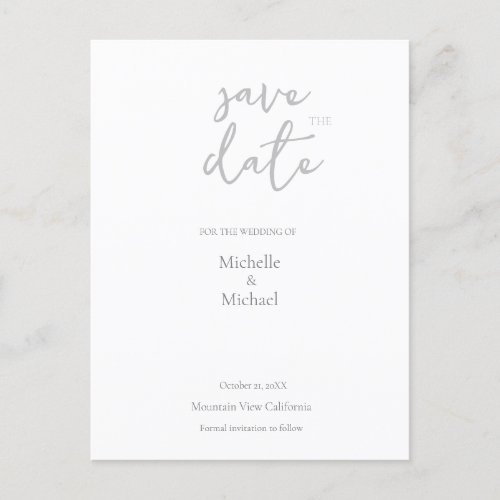 Script Calligraphy Wedding Modern Save the Date Announcement Postcard