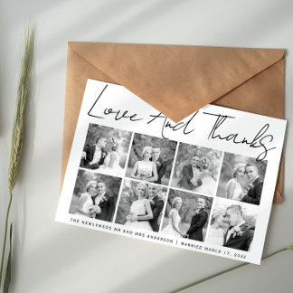 Script calligraphy wedding Thank You photo collage