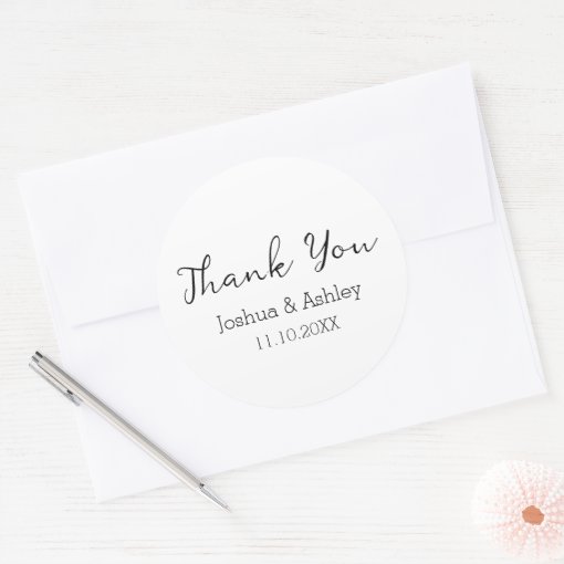Script Calligraphy Wedding Thank You Tin Box Classic Round Sticker Zazzle