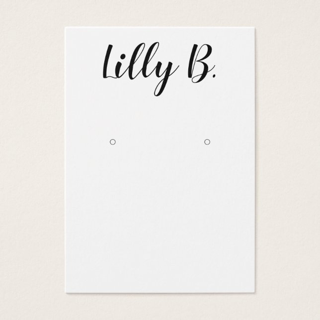 Script Calligraphy White Earring Display Card (Front)