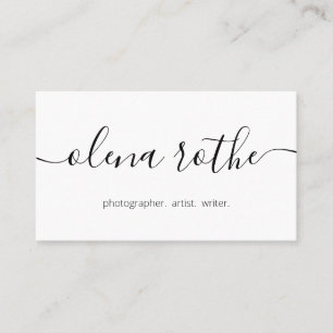 Script Calligraphy, White Modern Professional Bus Business Card